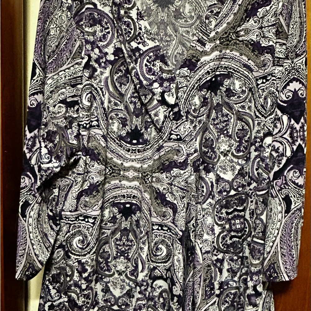 Lane Bryant Purple and White Paisley V-Neck Blouse